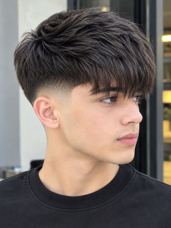 10. Taper Fade Fringe Straight Hair