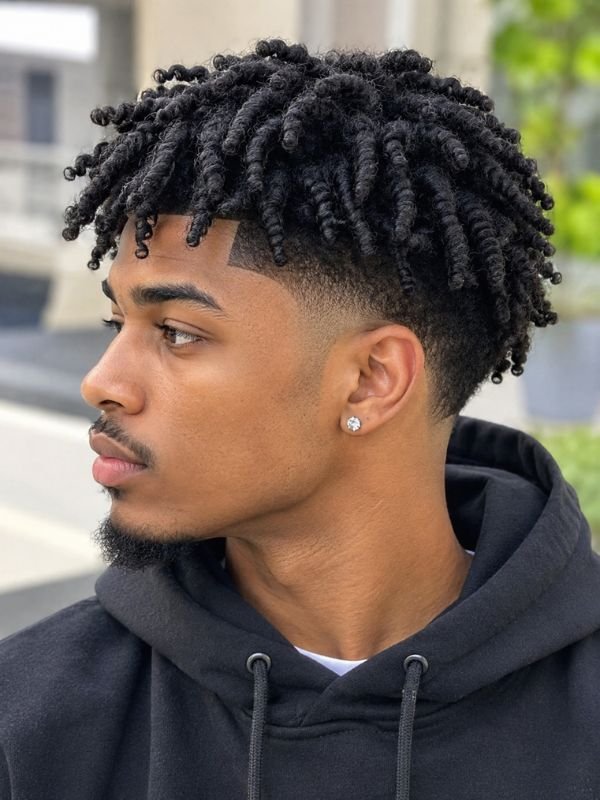 11. Low Taper Fade Afro with Twist