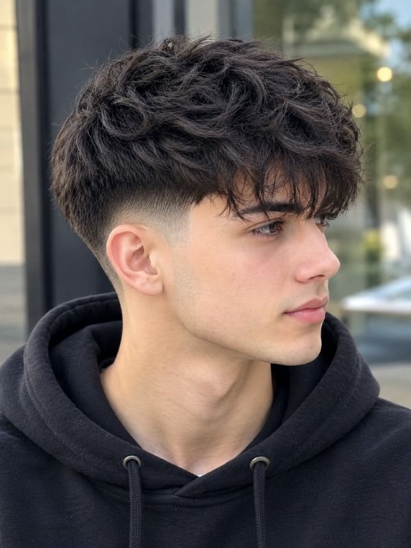 14. Low Taper Fade Fringe on Top