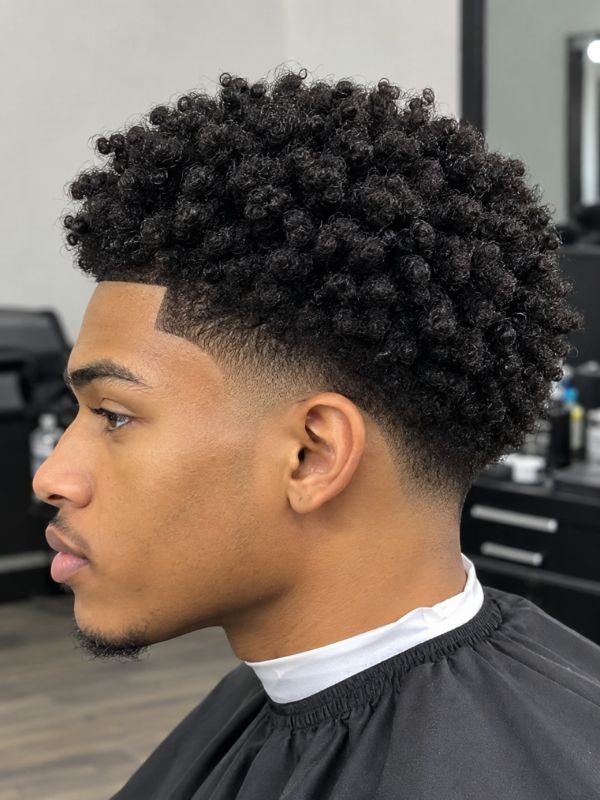 16. Taper Fade Afro with Waves