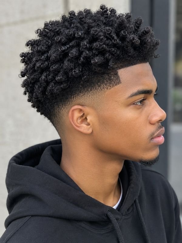 18. Taper Fade Afro with Sponge Curls