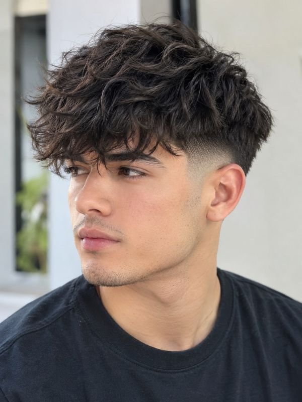 Low Taper Fade Messy Fringe