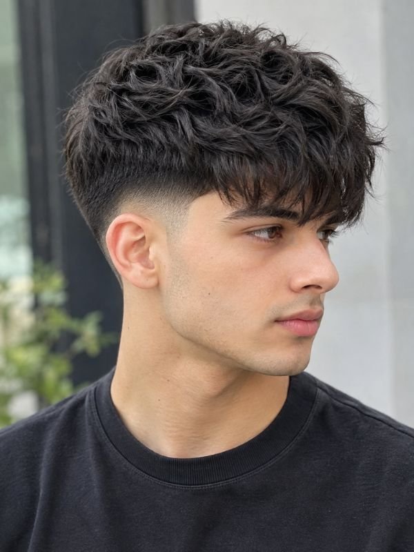 21. Textured Fringe with Taper Fade (Mid Taper Variation)