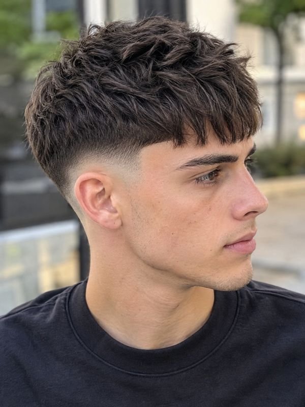 Low Taper Fade Short Fringe