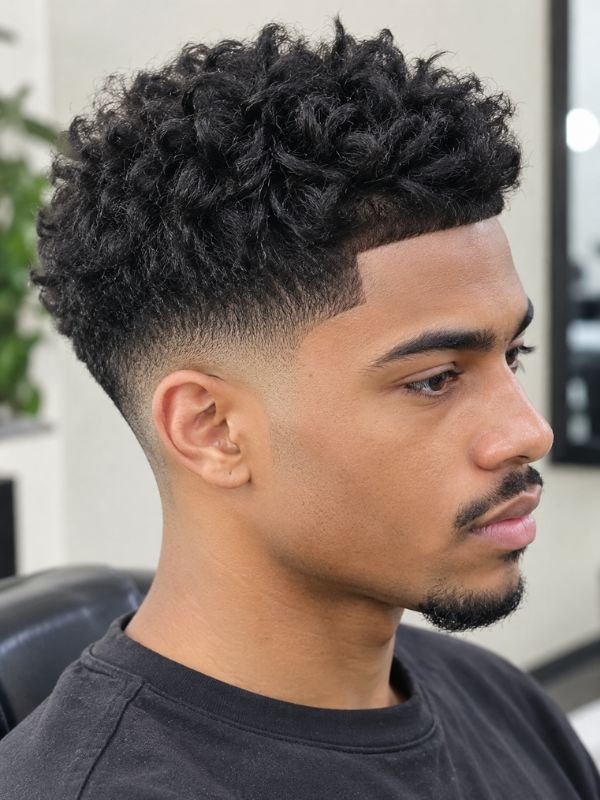 5. Low Taper Fade Black Haircut Textured Top