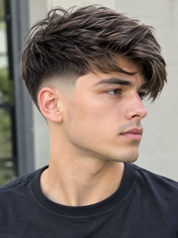 5. Low Taper Fade Side Swept Fringe