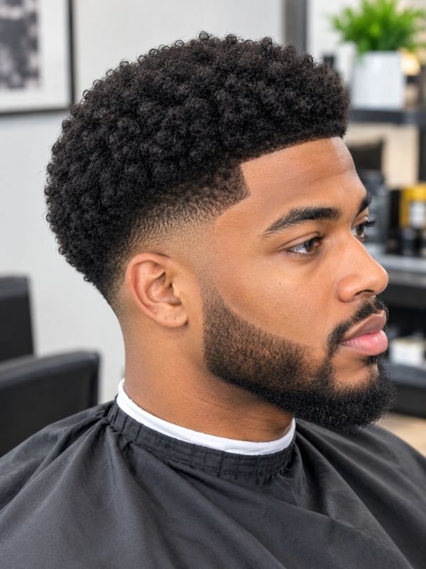 6. Low Taper Afro with Beard