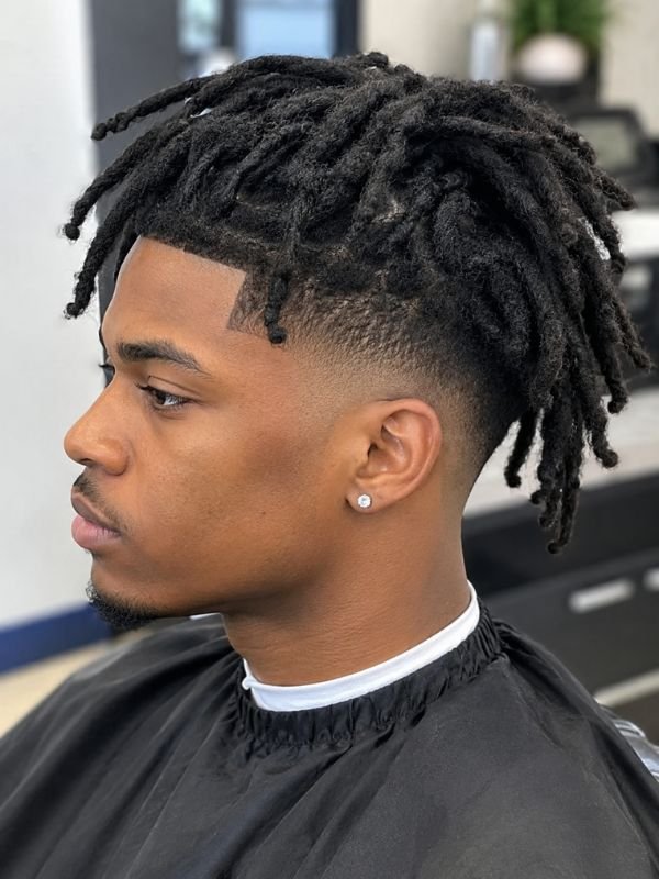 7. Low Taper Fade Black Dreadlocks