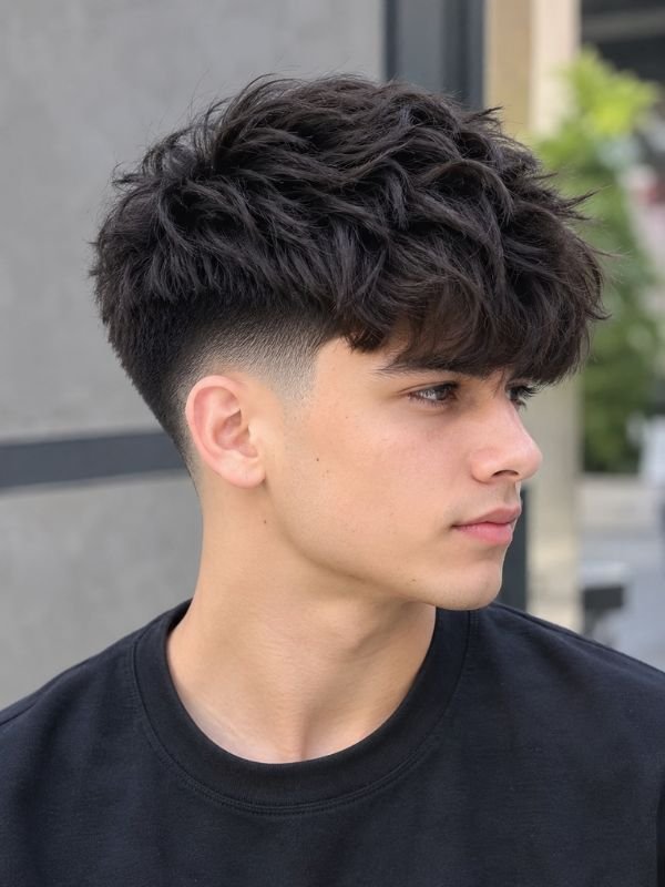 7. Low Taper Fade Thick Fringe