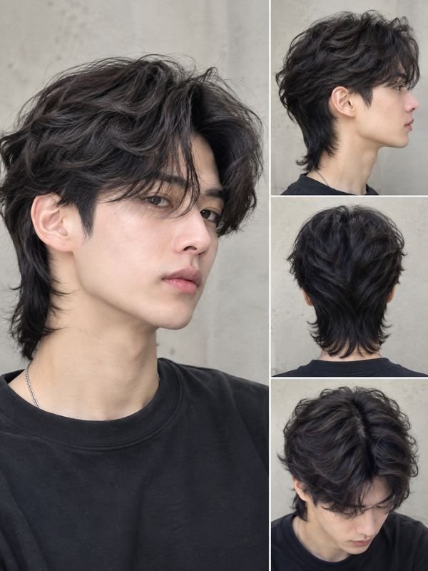7. Wavy Two Block Mullet