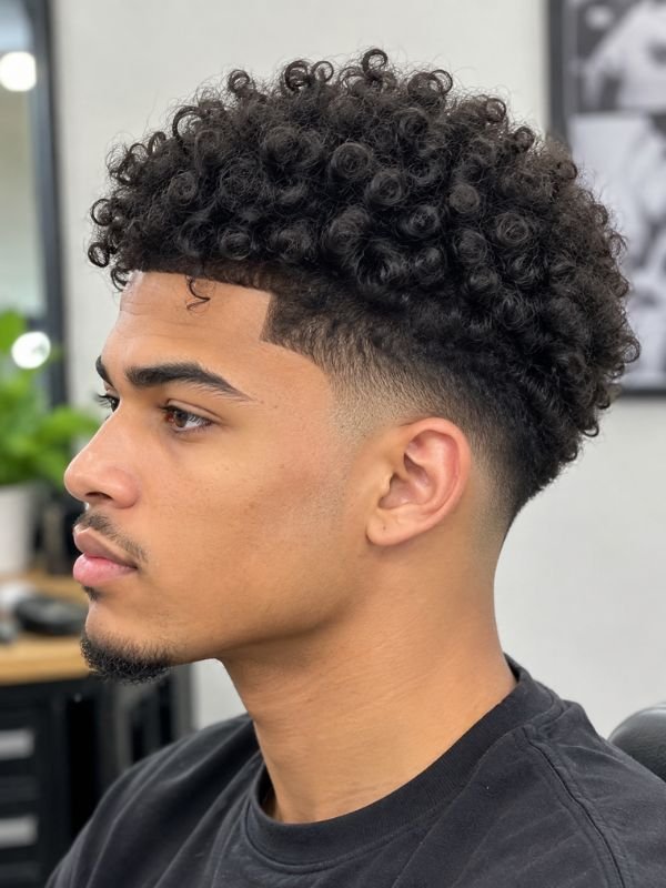 8. Low Taper Curly Fade Afro
