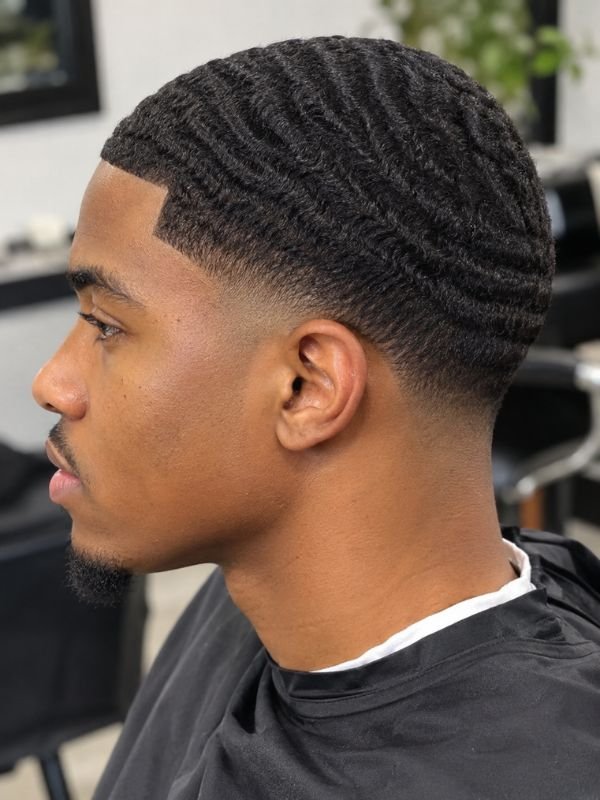 9. Low Taper Fade Black Haircut Waves