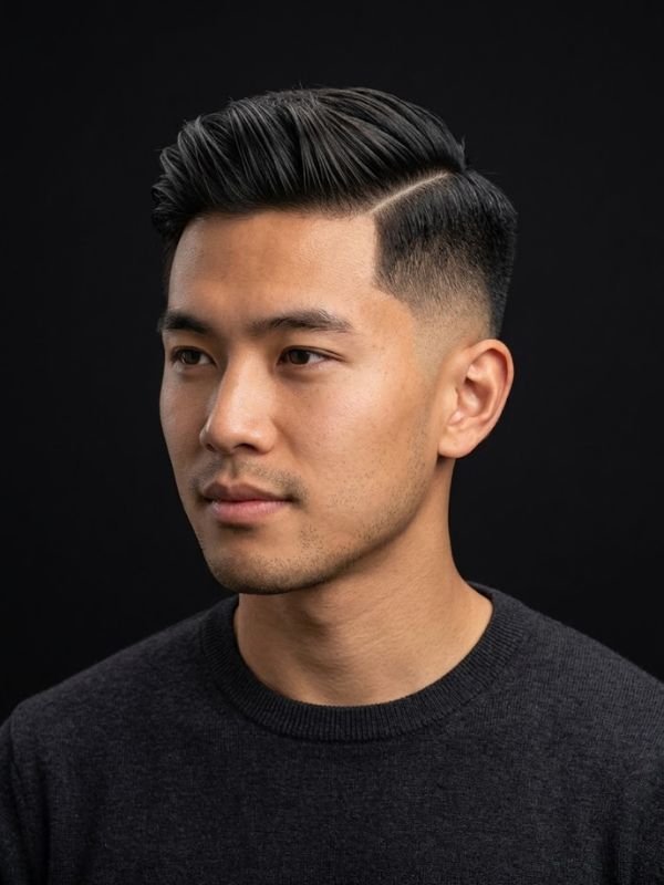 Asian Low Taper Fade Side Part