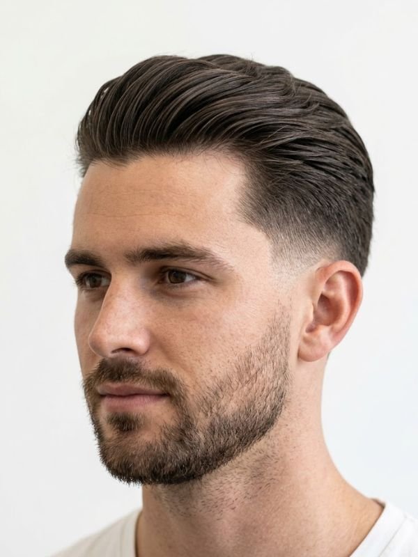 Layered Low Taper Fade Slick Back
