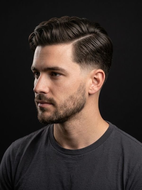 Long Low Taper Fade Side Part