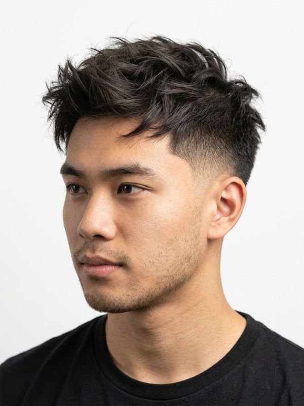 Low Taper Fade Asian Haircuts Messy Hair
