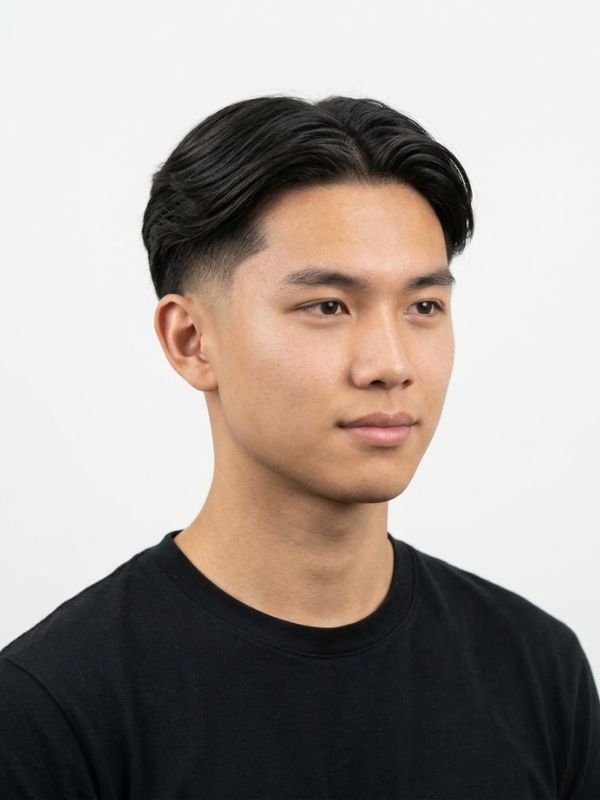 Low Taper Fade Asian Haircuts Middle Part