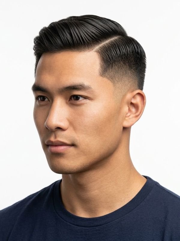 Low Taper Fade Asian Haircuts Side Part