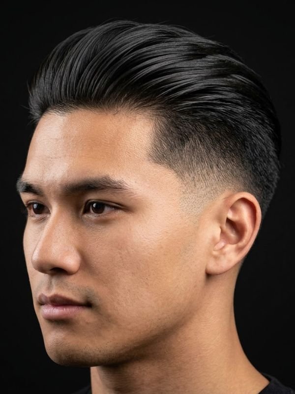 Low Taper Fade Asian Haircuts Slick Back