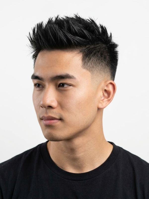 Low Taper Fade Asian Haircuts Spiky Hair