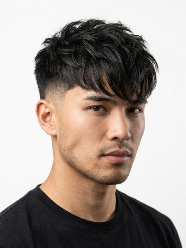 Low Taper Fade Asian Haircuts Textured Fringe