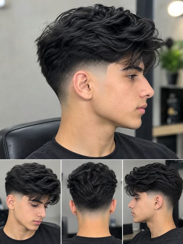 14. Low Taper Fade Black with Long Top