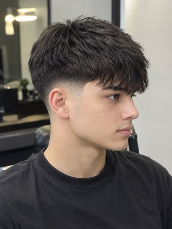 Low Taper Fade Fringe Straight Hair