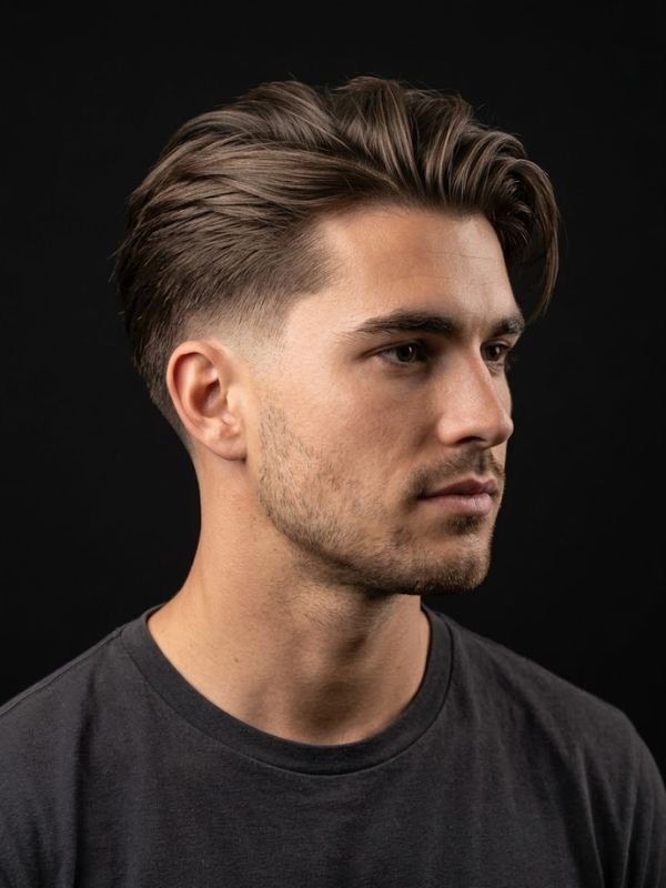 Low Taper Fade Long on Top Straight Hair