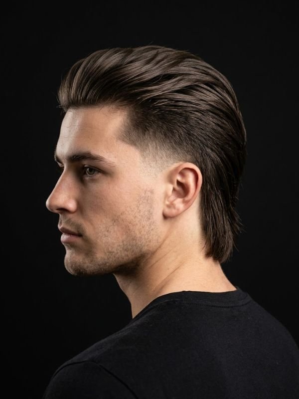 Low Taper Fade Mullet Straight Hair
