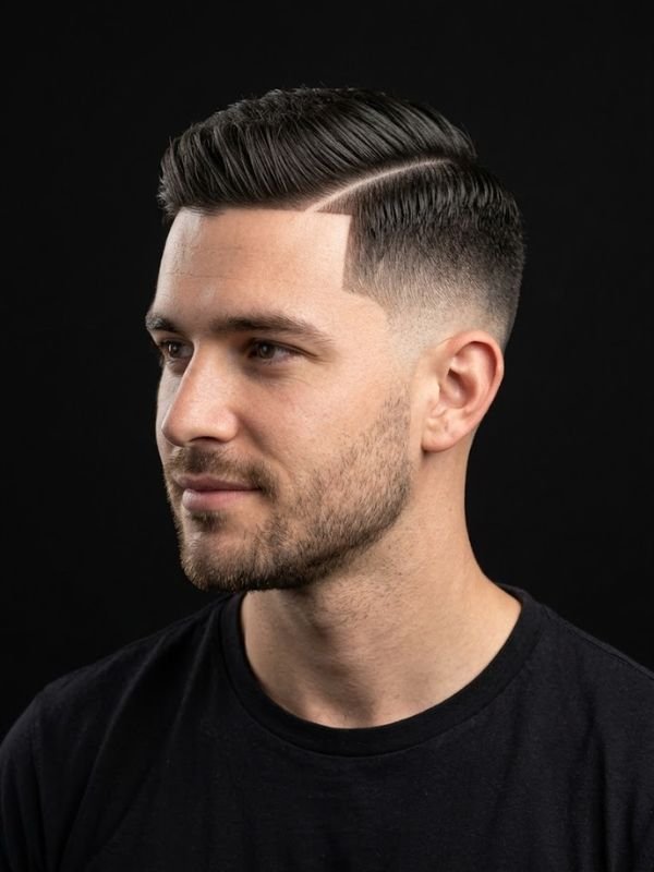 Low Taper Fade Side Part with Line Up