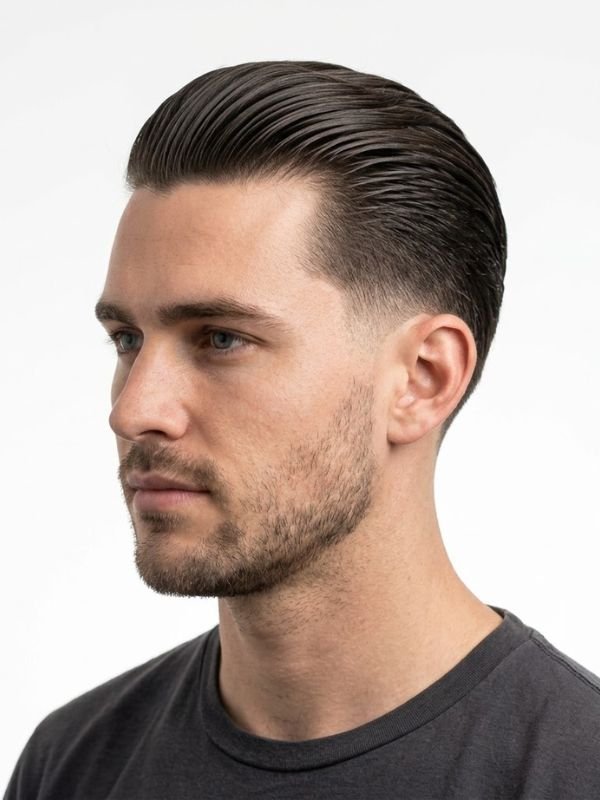 Low Taper Fade Slick Back for Straight Hair
