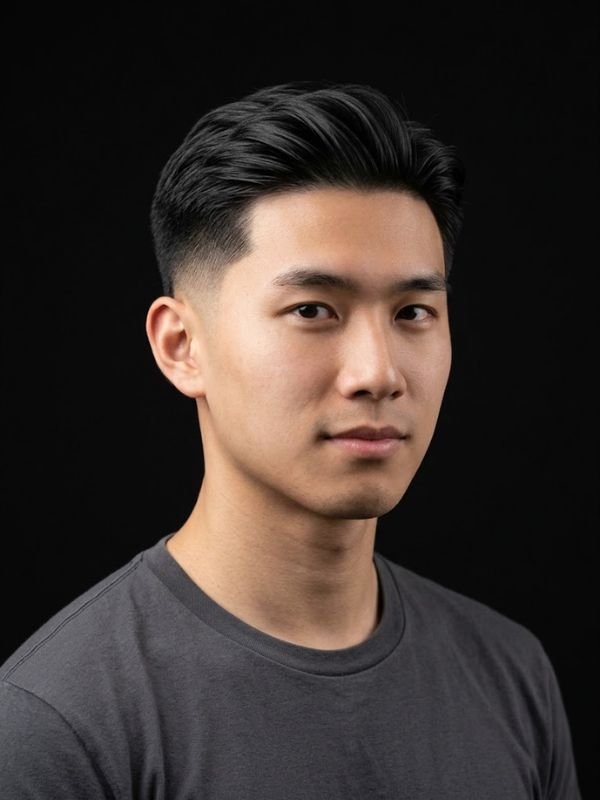 Low Taper Fade Straight Hair Asian