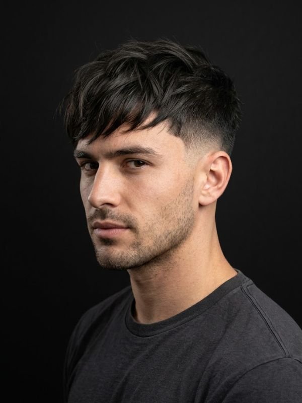 Messy Fringe Low Taper Fade Straight Hair