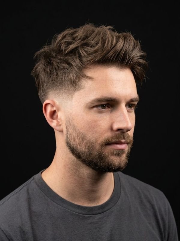 Messy Top Low Taper Fade Straight Hair