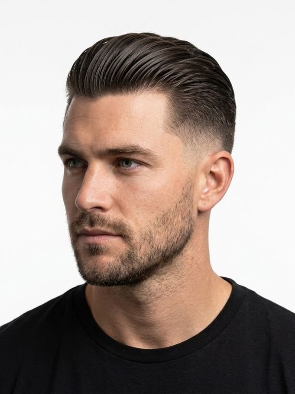 Short Low Taper Fade Slick Back