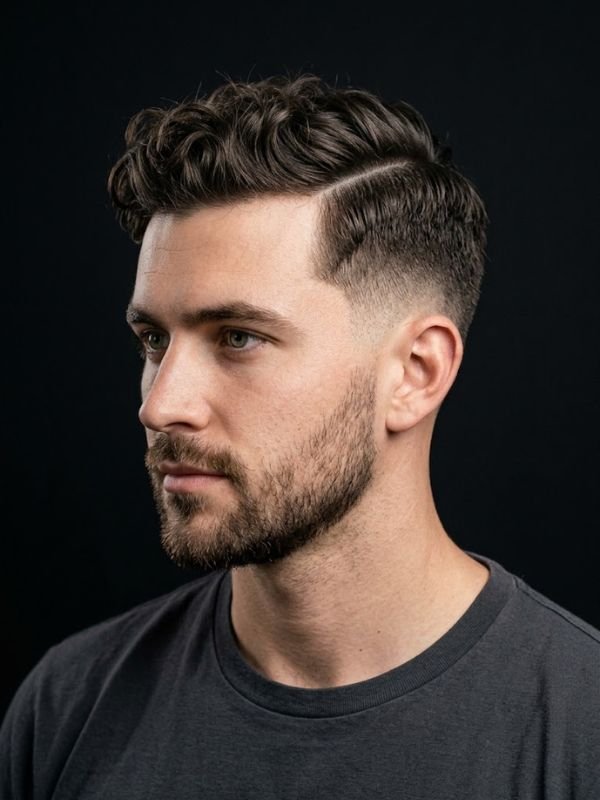 Textured Low Taper Fade Side Part