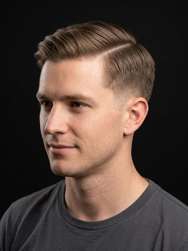 Thin Hair Low Taper Fade Side Part