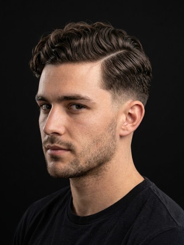 Wavy Hair Low Taper Fade Side Part