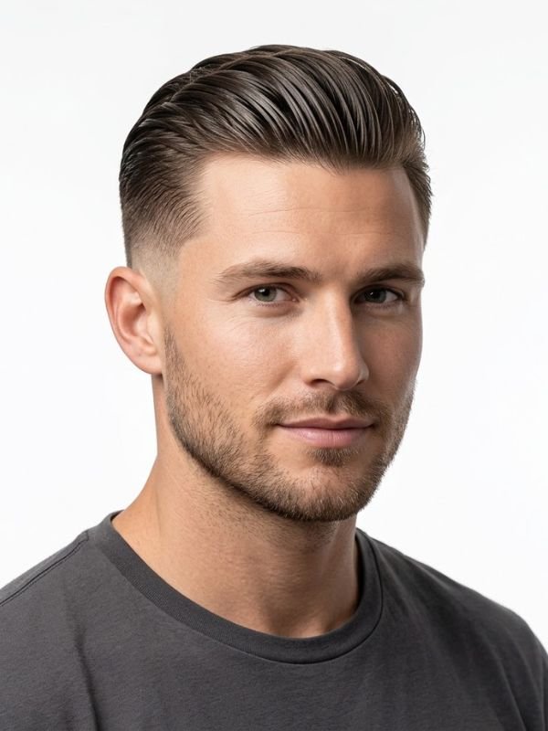 Wet Look Low Taper Fade Slick Back
