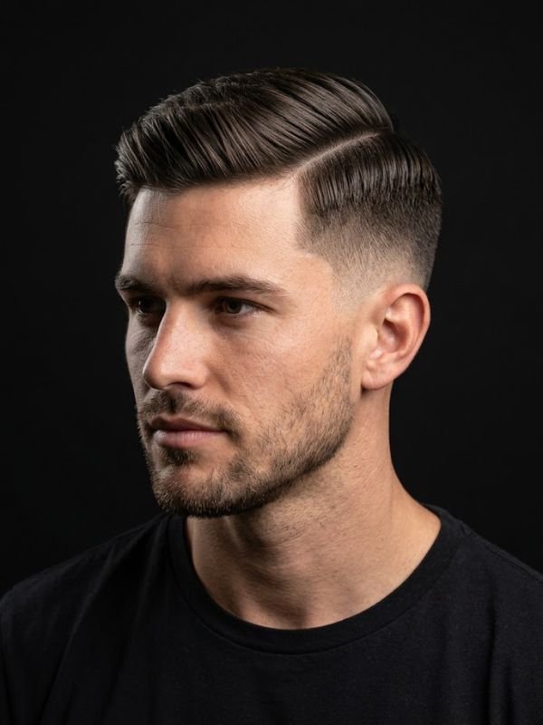 White Male Low Taper Fade Straight Hair